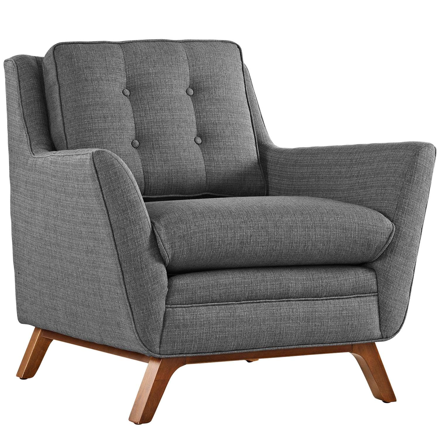 Modway Beguile Mid-Century Modern Loveseat Upholstered Fabric With Loveseat And Armchair In Gray